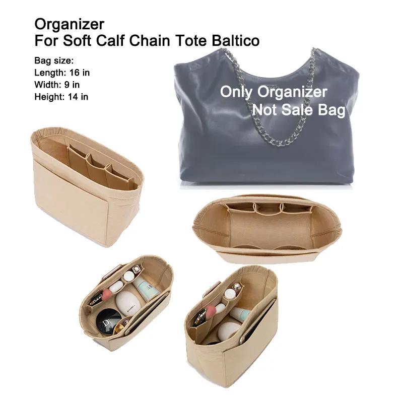 Felt Liner Bag Insert Organizer For Soft Calf Chain Tote Baltico Bag 16x9x14 inch Inner Lining Storage Bag Support Bag