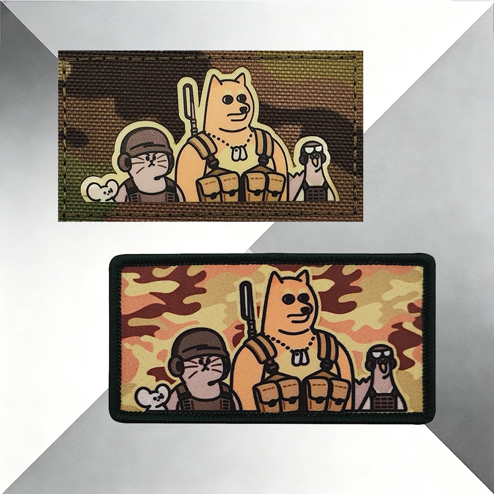 

Desert Tactical Kawaii Patch with Funny Shiba Inu & Cat Squad Design for Backpacks Jackets And Streetwear