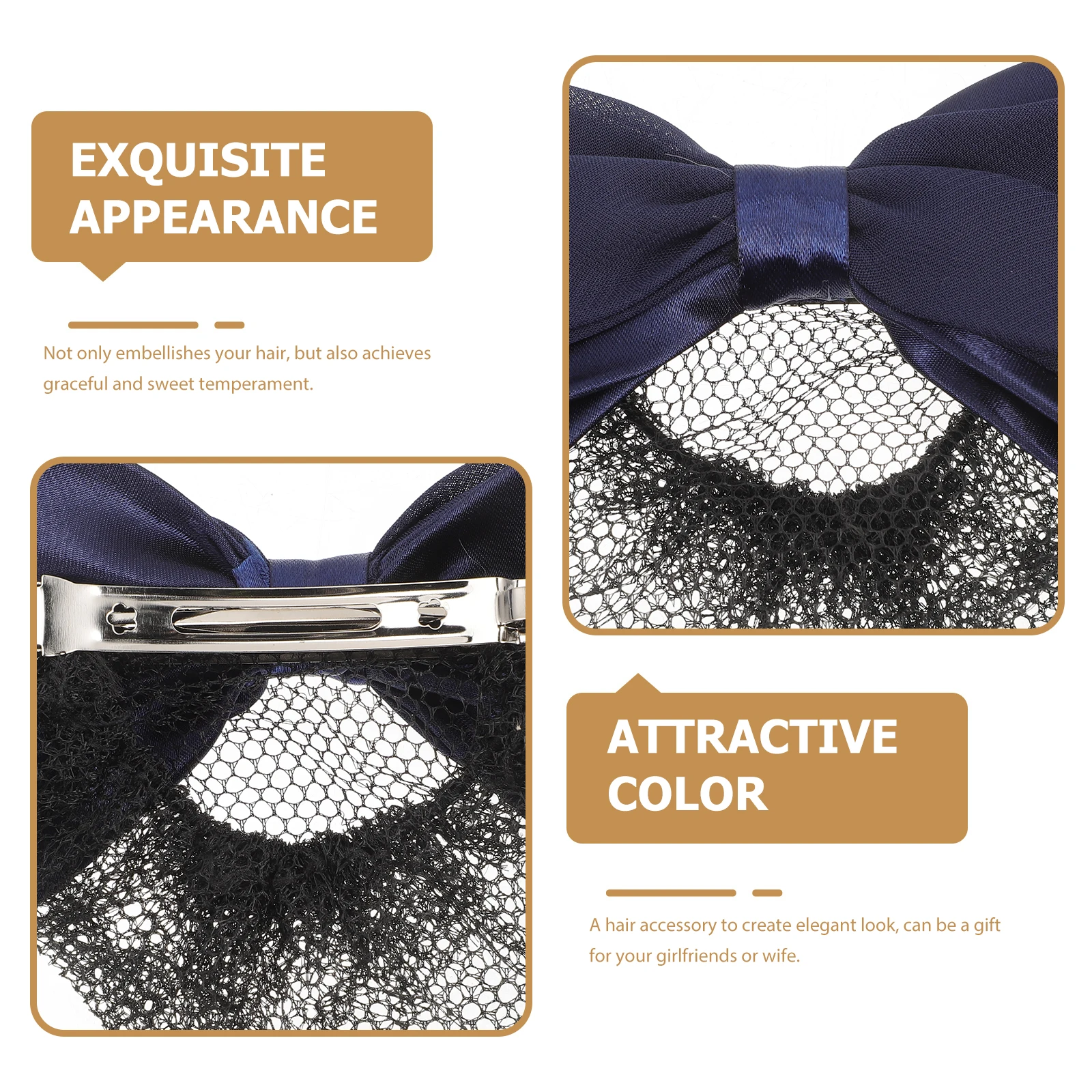 

2pcs Hair Bun Net Clip Women Cute Bobby Pins for Hairstyles Hairnets Decor Bows Elegant Gifts Hair Accessories