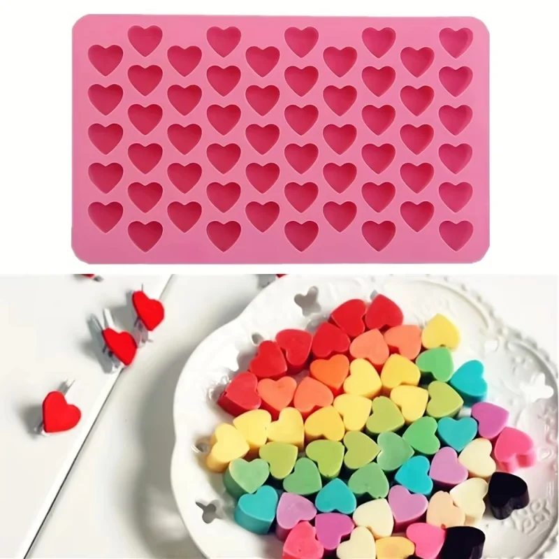 DIY Tray Biscuit Ice Cube Baking Mold Decorating Tools Cute Silicone 55 Grids Heart-shaped Cake Chocolate Soap Mold