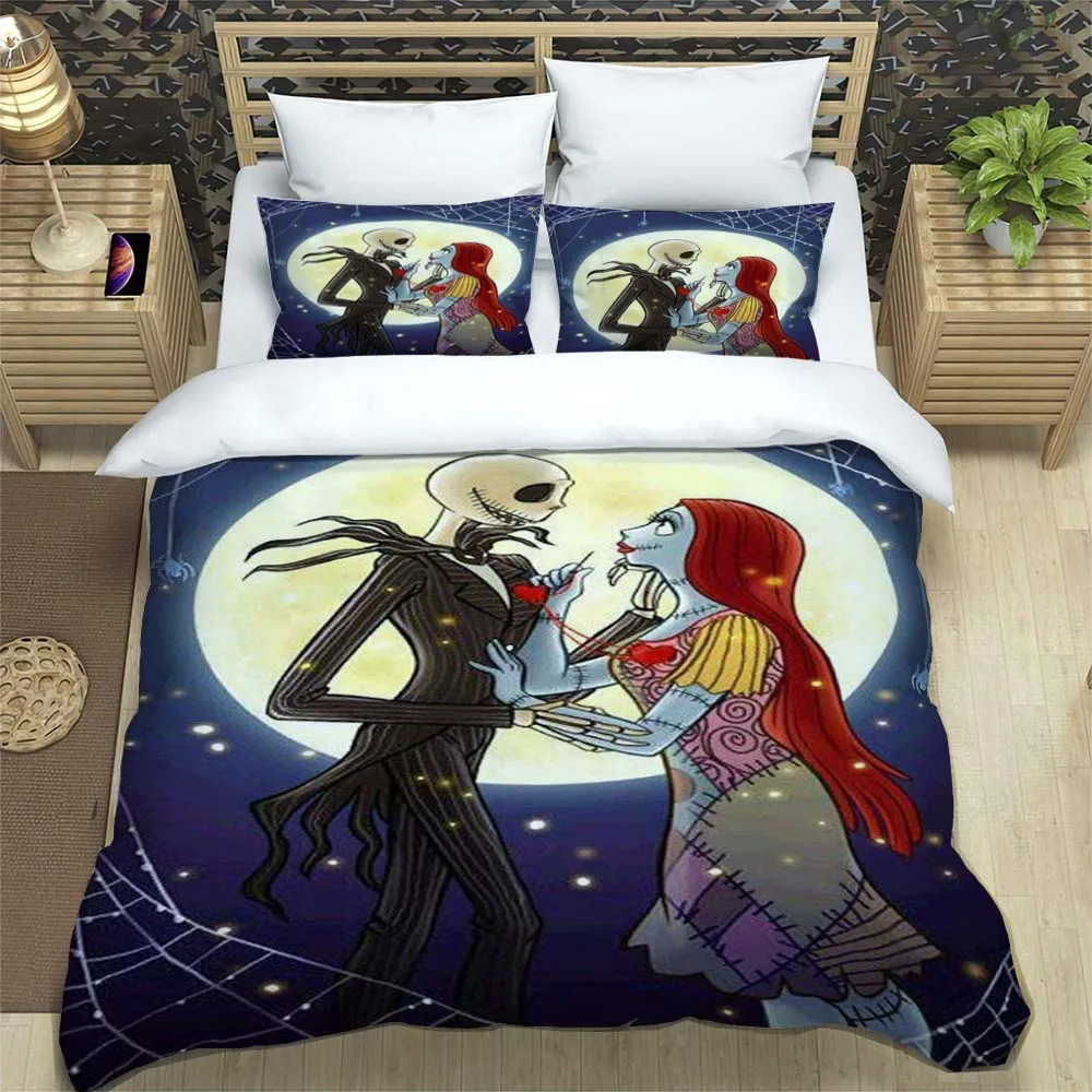 Nightmare Before Christmas Print Three Piece Bedding Set Fashion Article Children or Adults for Beds Quilt Covers Pillowcases