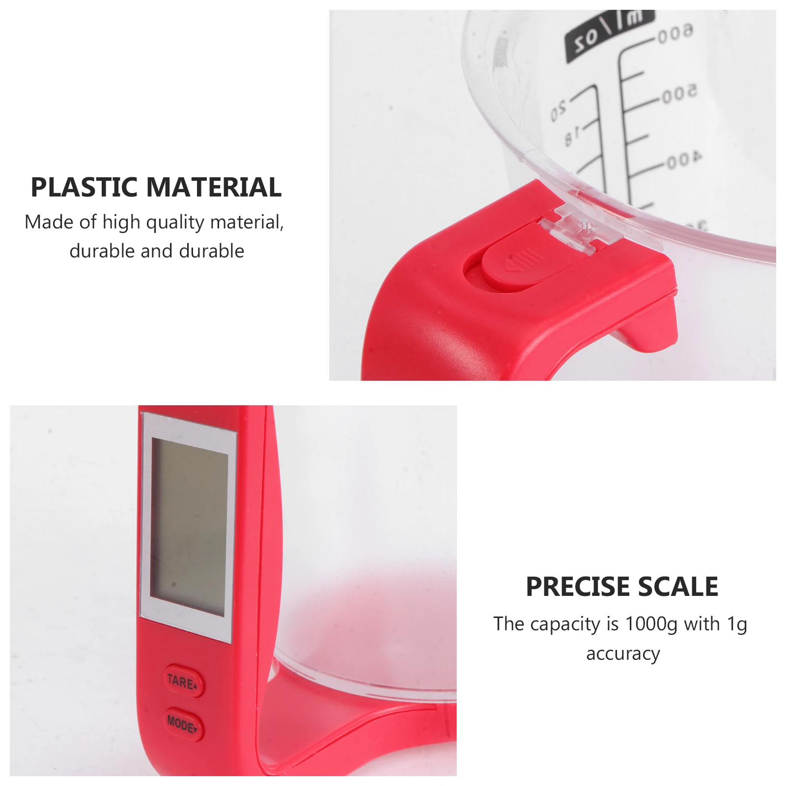 

Digital 1000G 1G Cup Lcd Display Kitchen Electronic Measuring Tool For Milk Powder Coffee Beverage Pharmacy Use Red