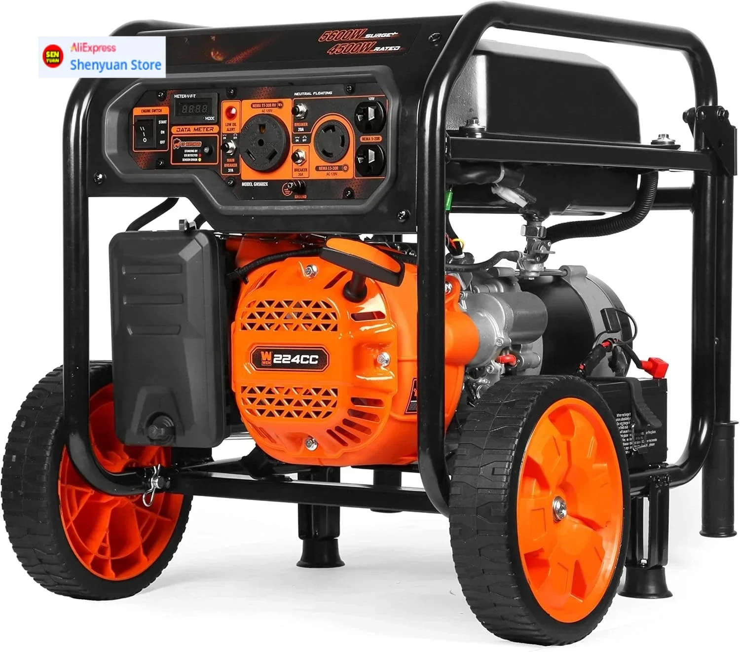 Curated 5600-Watt Portable Generator, Electric Start, 224cc, Transfer-Switch and RV-Ready with CO Shutdown Sensor (GN5602X)