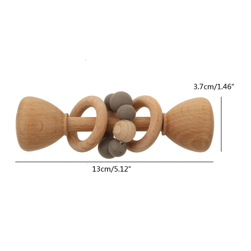 Wooden Novelty Rattles Barbell Baby Teether Eco-friendly Baby Teething Necklace Rodents DIY Pacifier Clip Baby Products