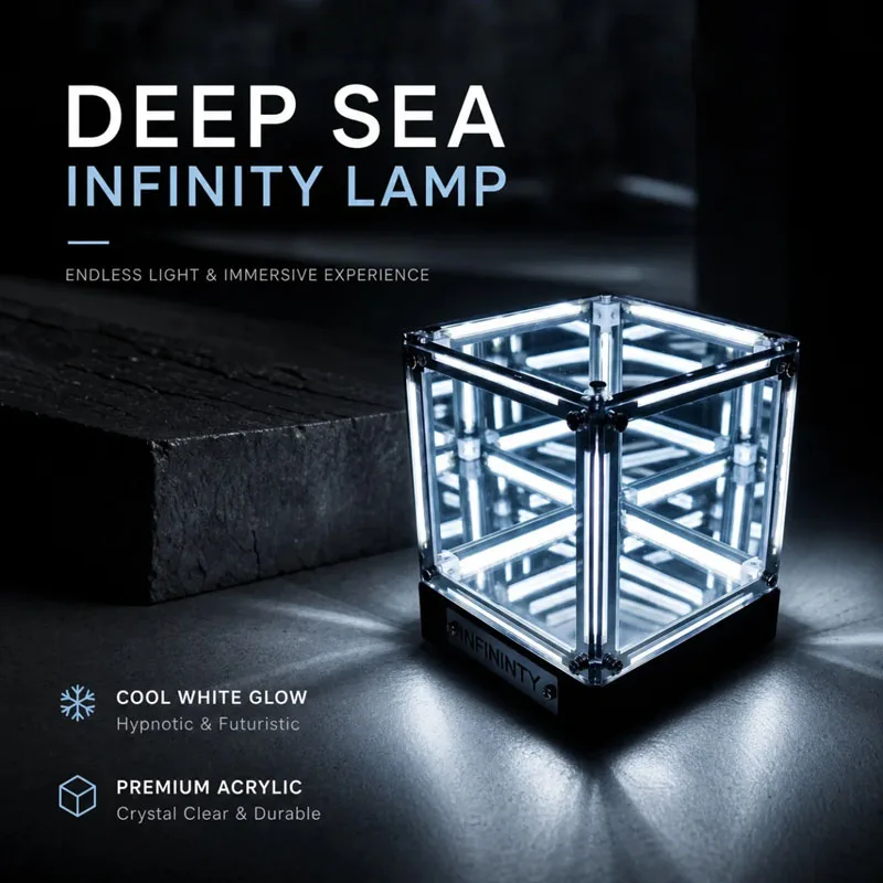 Hypercube LED Table Lamp Multi-layer Mirror Infinity Projection Abyss Box Premium Acrylic Geek Room Decor Night Light