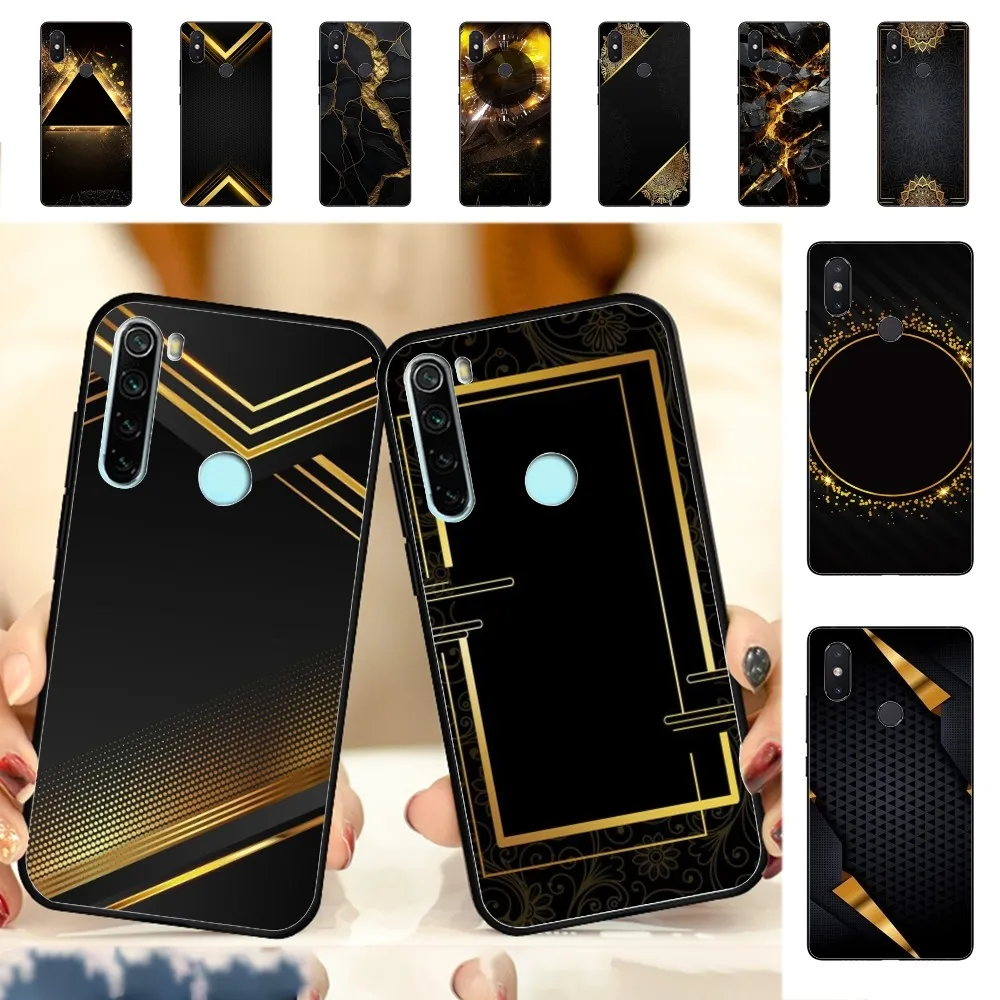 Black Gold Phone Case For Redmi Note 4 X 5 A 6 7 8 T 9 9S 10 11 11S 11Epro Poco M3 pro