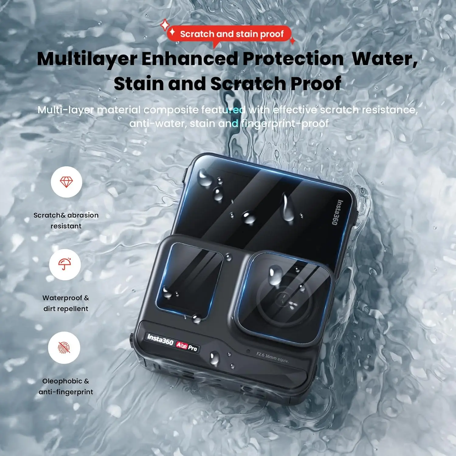 aMagisn  for Insta360 ACE PRO Aluminum Metal Frame Cage Case Bag with Silicone Lens Cap Screen Protector Camera Accessories Kit