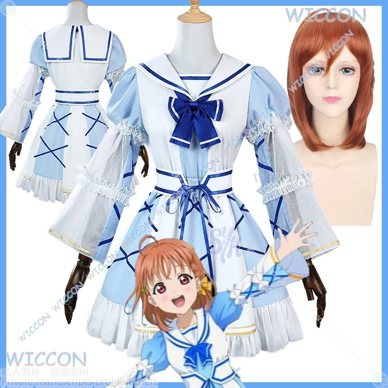 mag-高海千歌-コスプレ-ラブライブ-サンシャイン-アニメ-aqours-高海千歌-100周年記念衣装-かわいい-ブルー-ロリータ-スイート-ハロウィン-パーティー