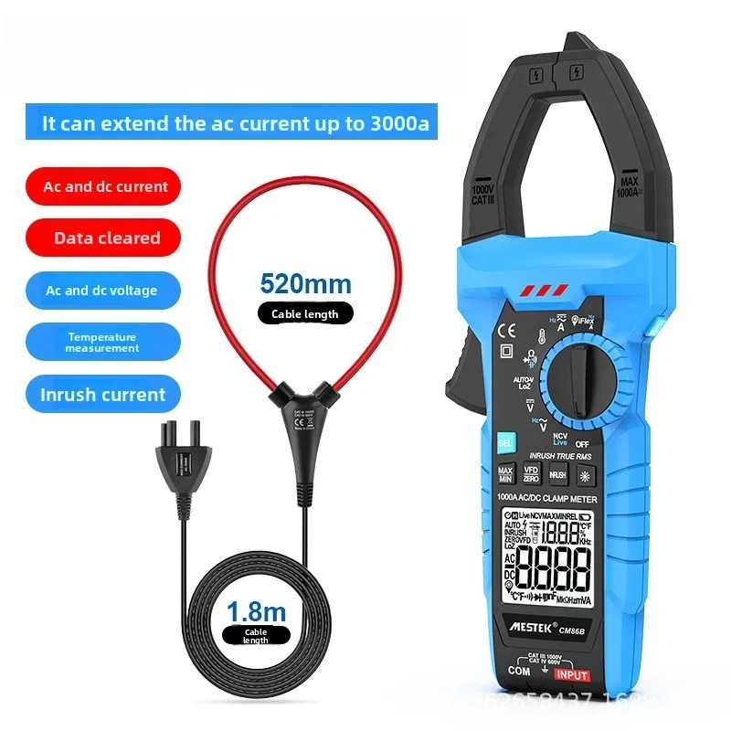 

1000A DC ACClamp измеритель высокой точности цифровой дисплей ток напряжение емкость температура электрик мультиметр