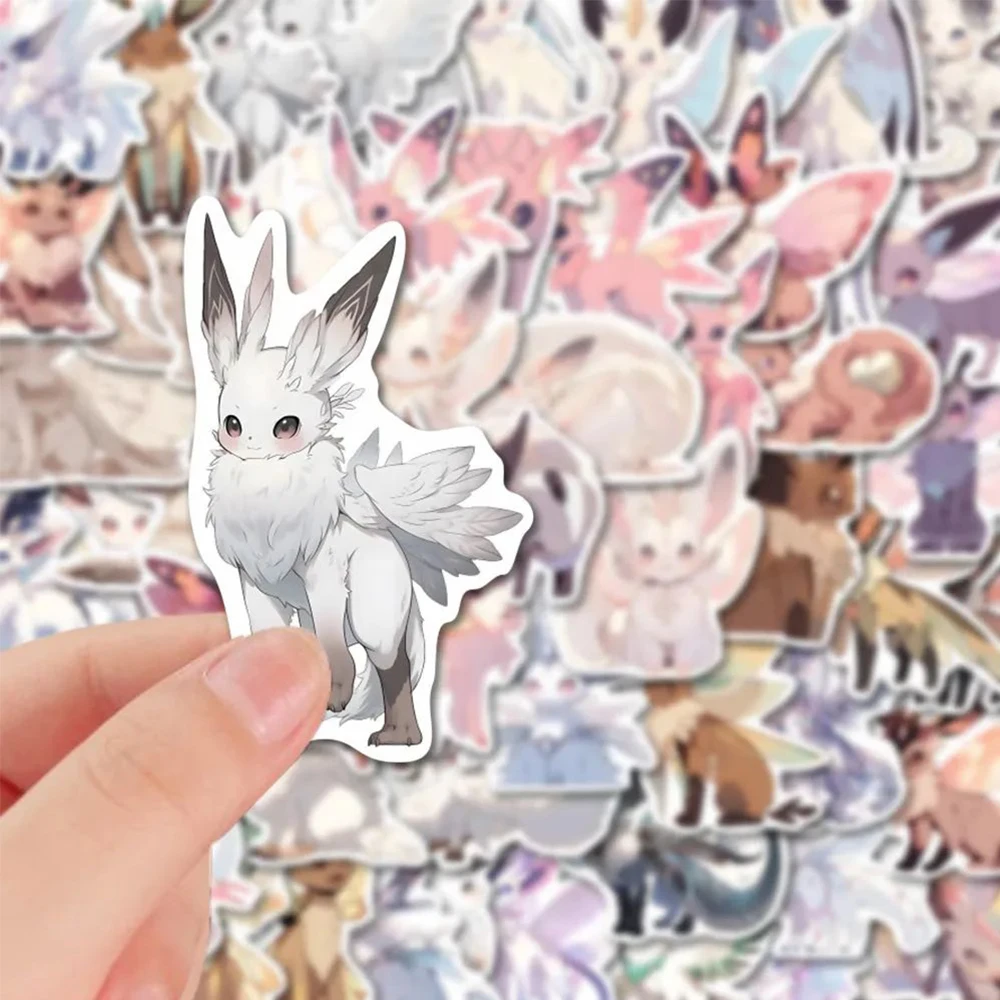 10/30/63pcs Cute Pokemon Eevee Stickers Anime Decals Toys DIY Notebooks Scrapbooking Skateboard Kawaii Kids Cartoon Sticker Pack