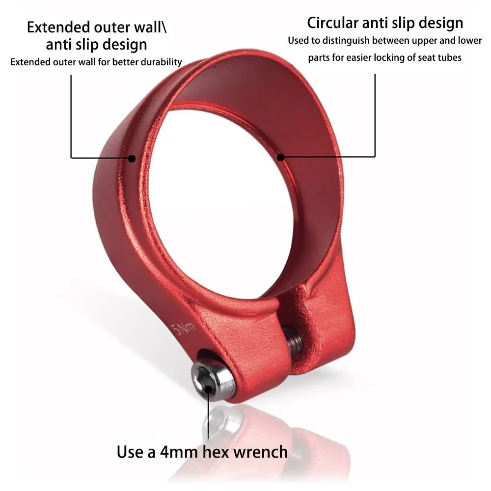 31.8mm/34.9mm Bicycle Seatpost Clamp Aluminum Alloy Cycling Accessories Seat Tube Clamp Black Red Bike Parts