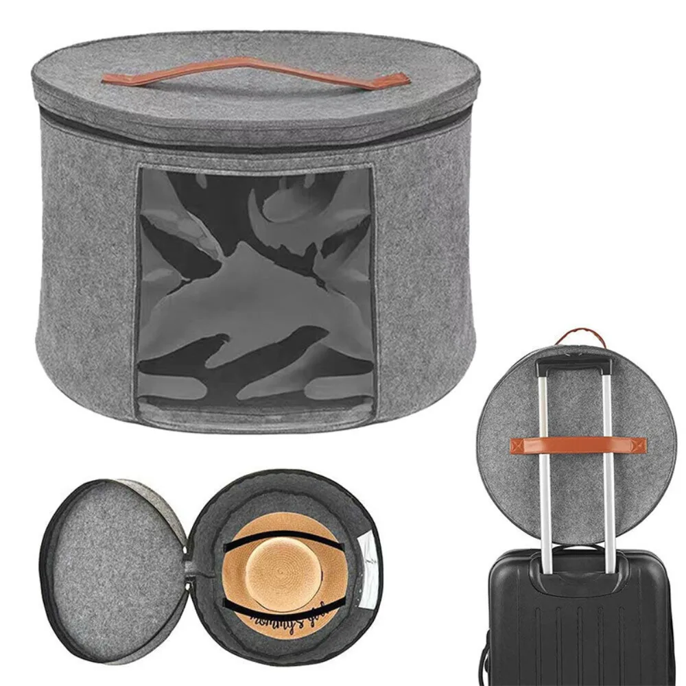 Felt Material Hat Storage Box Portable Clothes Scarf Children\'s Toys Dustproof Storage Case Foldable Organizer for Home Travel