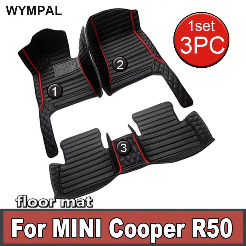 

Custom Automotive Car Floor Mats For MINI Cooper R50 2004 2005 2006 Auto Luxury Leather Men Women Car Mats Full Coverage