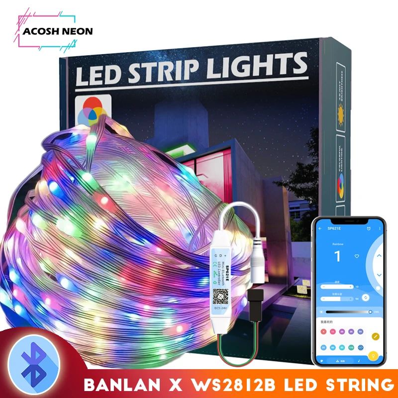 

sp621E Bluetooth string light with app control 20m 200 led waterproof string fairy light ws2812b Twinkle Lights for Festival