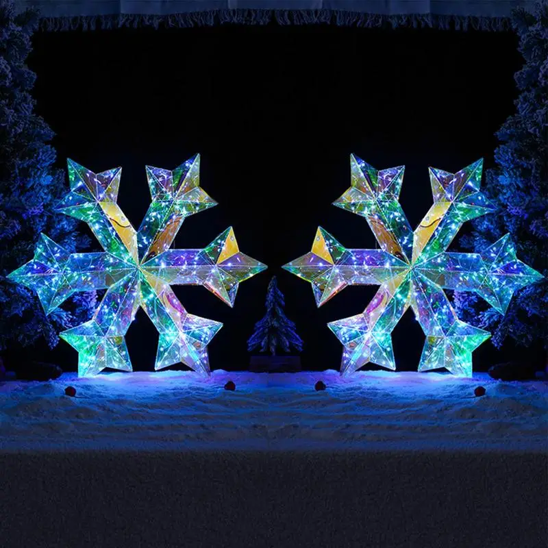 LED Snowflake Lights Indoor Outdoor Garden Party Garland Fairy Lights Xmas Christmas Tree Decor Hangable Snowflake Twinkle