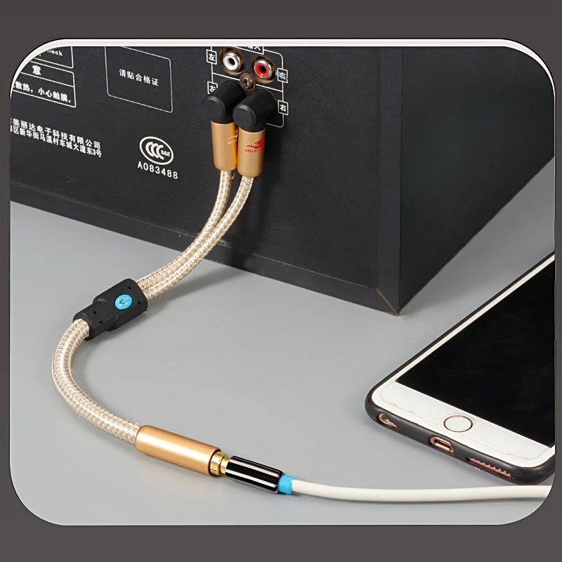 Premium Conversion Cable Mini Jack 3.5 Female to Dual RCA Male for Headphone Laptop 1/8\