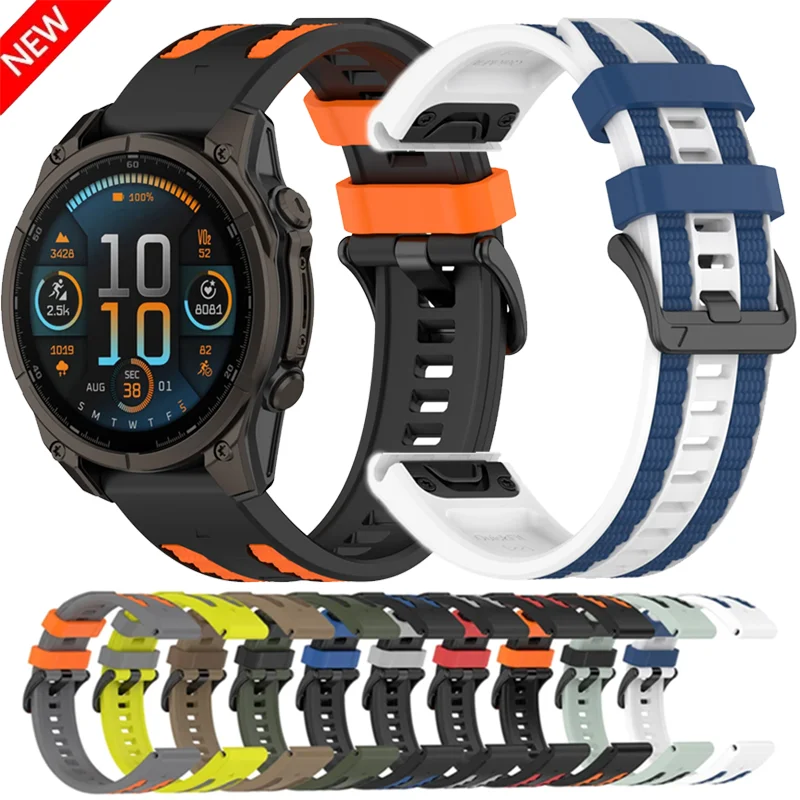 Quick Fit 22mm 26mm Silikonarmband für Garmin Tactix 8 Quatix 8 Fenix 8 51/47mm Armband Garmin Forerunner 970 Instinct 3 50/45mm