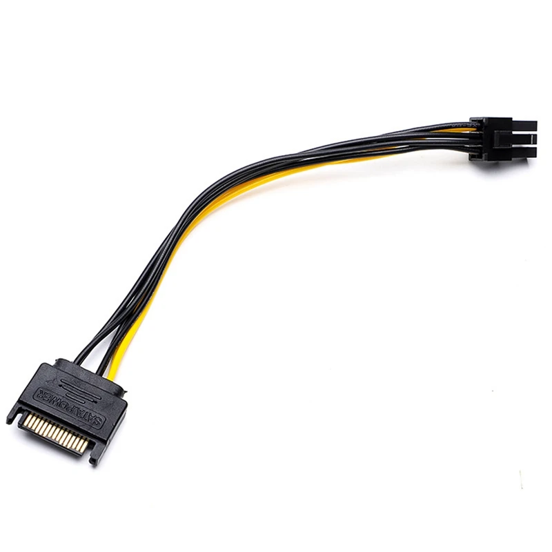 10 قطعة 15Pin SATA إلى 6Pin مهائي كابلات موصل 6P PCI-E اكسبرس محول الرسومات بطاقة الفيديو محول كابل