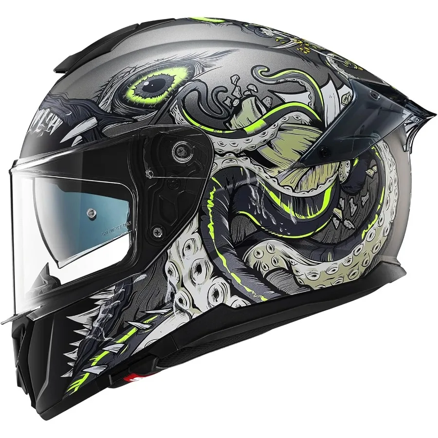 

Мотоциклетные шлемы с полным лицом и двойным козырьком с замком на заднем крыле, совместимые с высокопроизводительным защитным шлемом для уличной езды