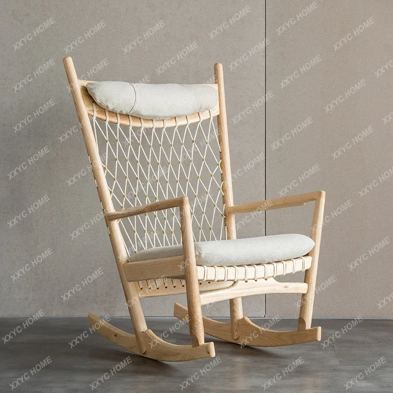 Nordic Wood Recliner Rocking Chair Adult Lounge Sofa Chair Leisure Chair Balcony Home Rocking
