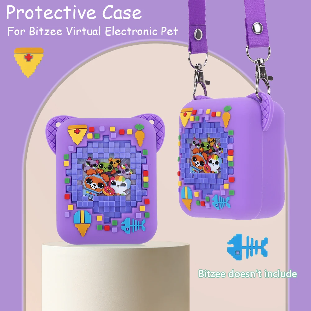 Silicone Protective Skin Sleeve with Lanyard Protective Storage Holder Anti Drop for Digital Pet Interactive Virtual