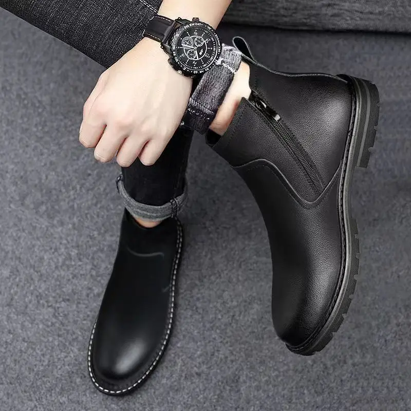 Men Winter Boots 2026 New Fleece Lined Warm High Top Height Increasing Snow Boots Non Slip Durable Outdoor Casual Shoes