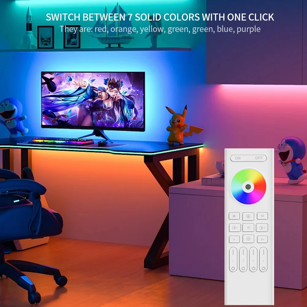 Contrôleur LED 2.4GHz RF RGB RGBWW CCT 4-Zone Gradateur À Distance Pour C01-05RF C01-05W C01-05Z WB5