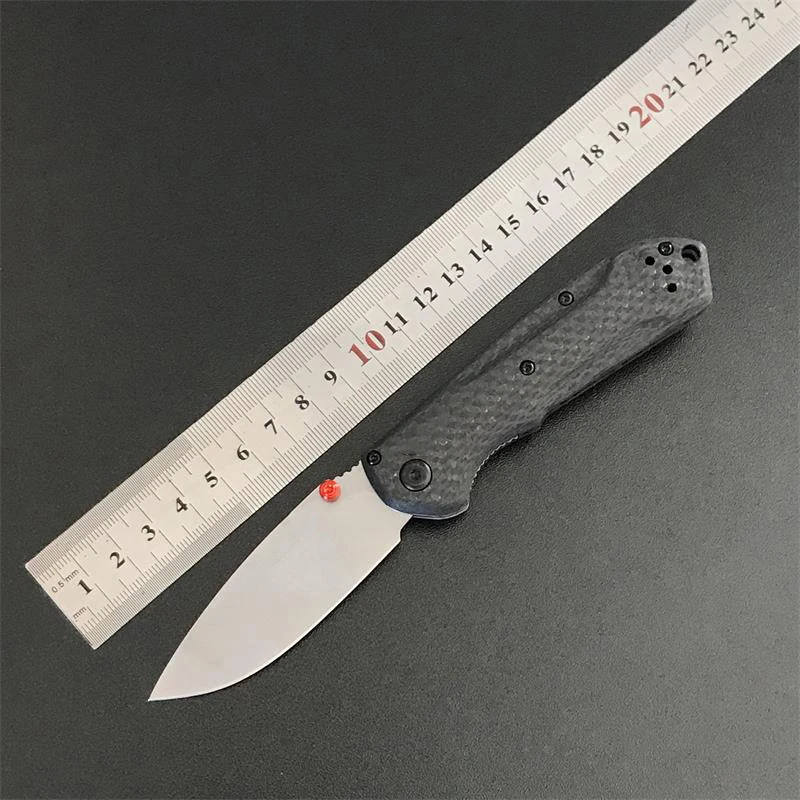 Carbon Fiber Handle BM 565 Folding Knife Stone Washing Blade Outdoor Camping  Defense Pocket Knives