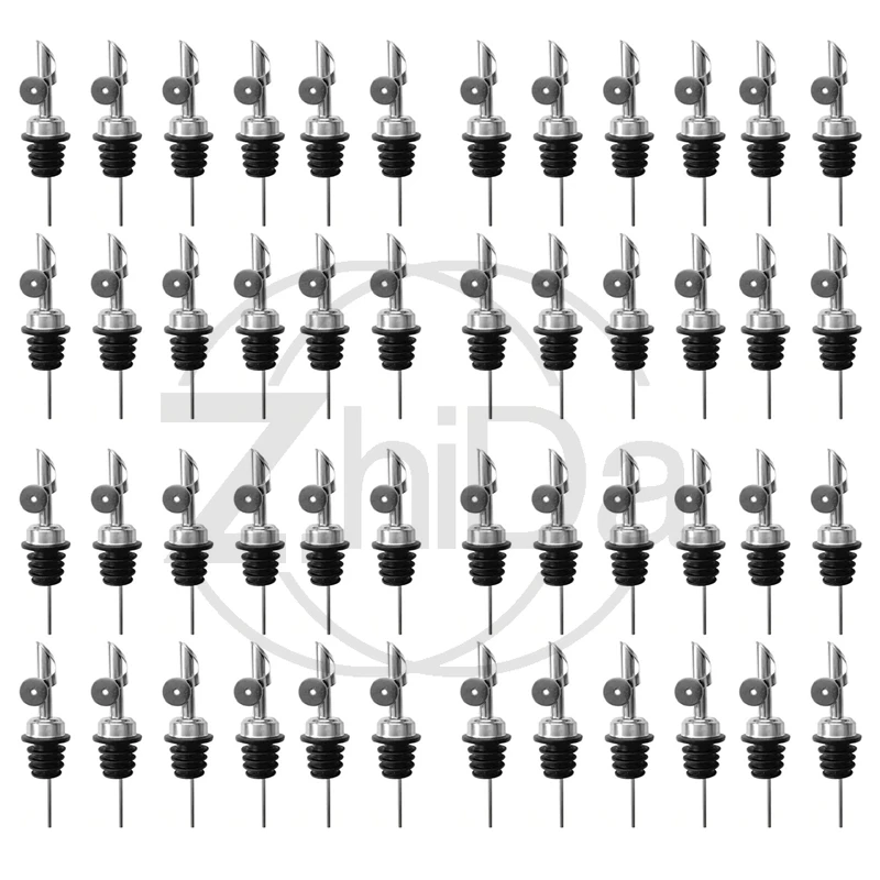 

48Pcs Stainless Steel Liquor Bottle Pourers - Auto Flip Spout for 3/4" Bottle Mouths - Silver Olive Oil & Alcohol Dispensers