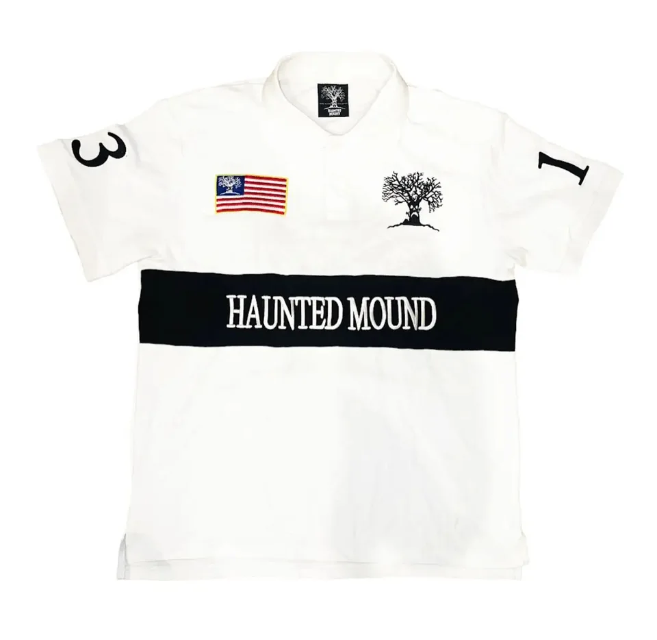 Haunted Mound Polo Shirt America Retro Street Hip Hop Short Sleeve
