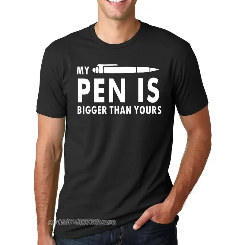 Моя ручка больше, чем ваша забавная Футболка с принтом, Мужская футболка с круглым вырезом, модная уличная одежда, топы в стиле хип-хоп