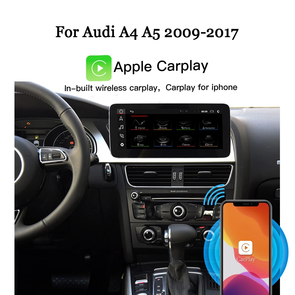 12.3 ″ CarPlay for Audi A4 B8 A5 2009 2016 8 core WiFi SIM Android 13 car multimedia player Google BT GPS navi reader tablet