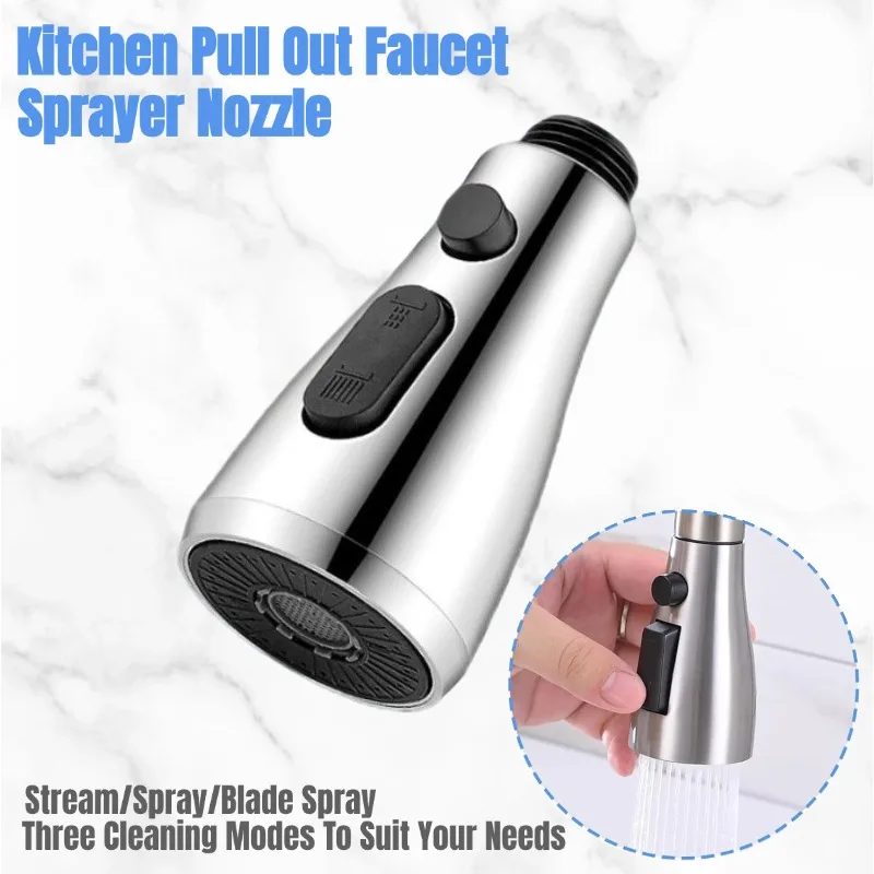 

Универсальная выдвижная насадка-распылитель для кухонного смесителя 3-в-1: прочная, водосберегающая, для кухонной мойки