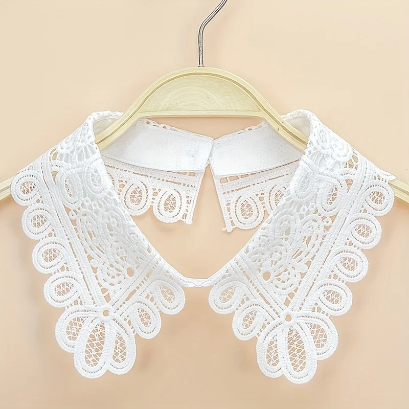 Women's White Fashionable Decorative Water-Soluble Collar Shawl