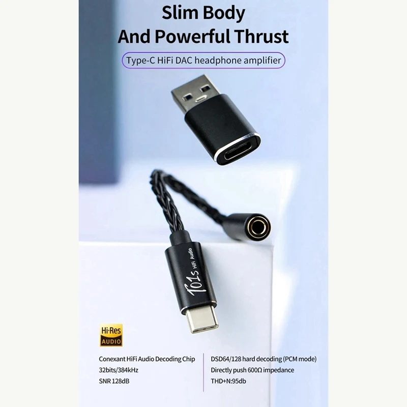 T01s DAC 오디오 하이파이 이어폰 앰프, USB C타입-3.5mm 잭 오디오 어댑터, 32 비트 디지털 디코더, AUX 컨버터