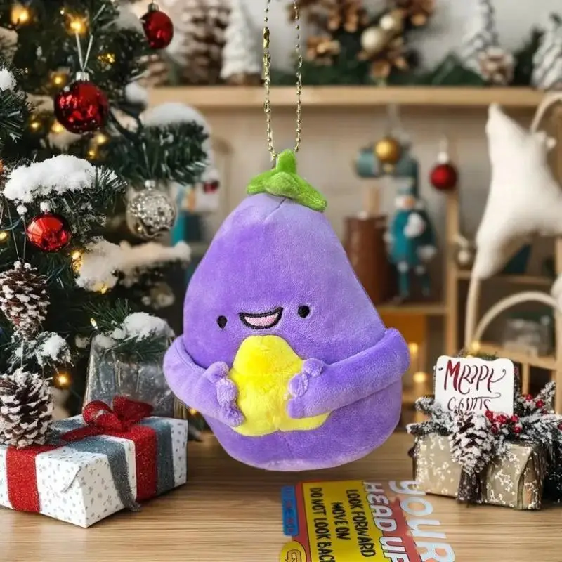 Porte-clés en peluche conçu aubergine, ensemble de 1/2 poupées en peluche, pendentif pour sac de filles, ornement de charme de sac à dos, trésor de poupée de Ragdoll confortable