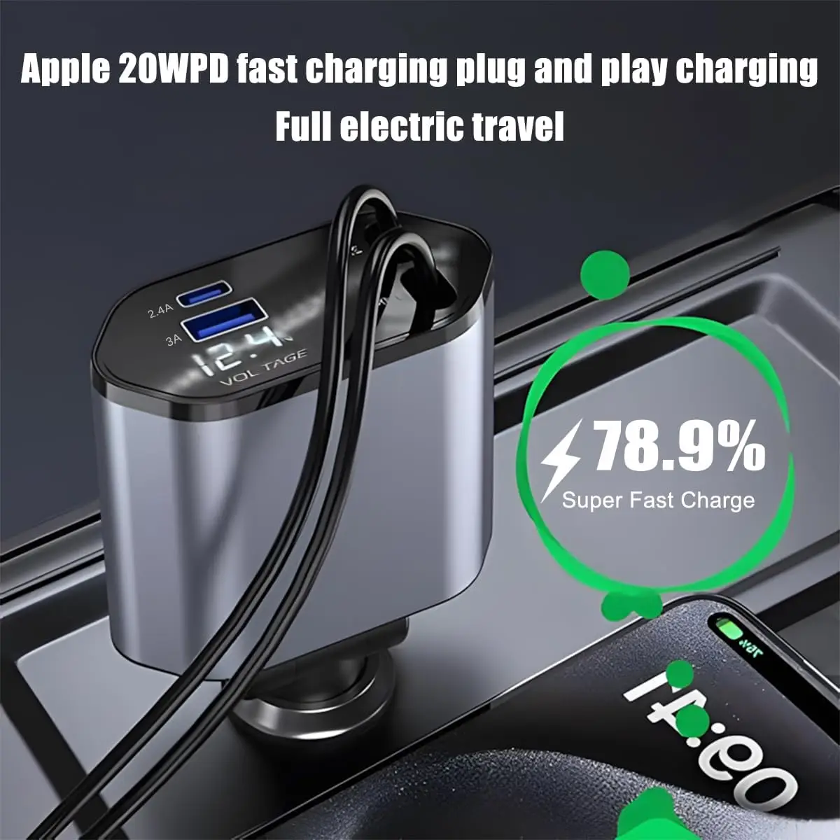 

Супербыстрое выдвижное автомобильное зарядное устройство 120 Вт, 1 на 4, с функцией быстрой зарядки, для прикуривателя, для Huawei, Xiaomi, iPhone, автомобильные аксессуары