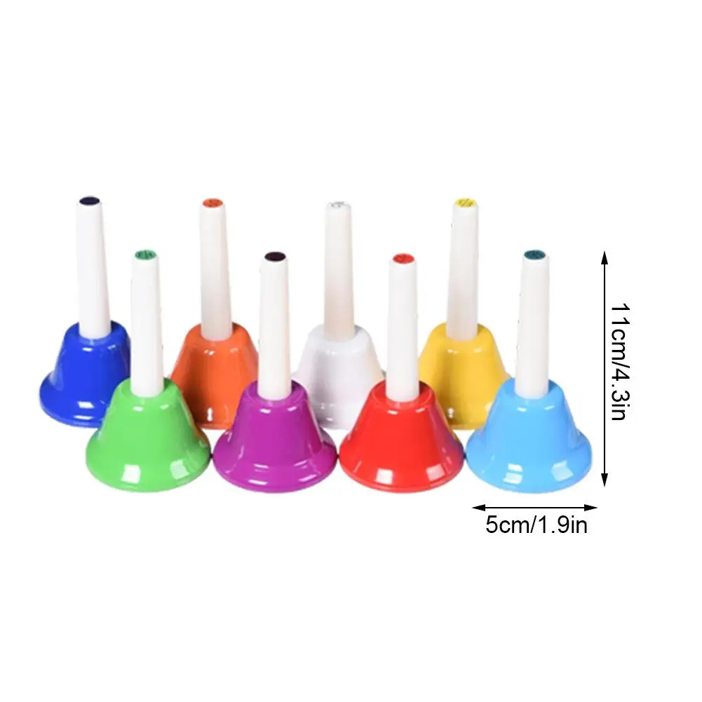 8 Pieces Hand Percussion Bells Colorful Poortable Musical Instrument 8 Note Hand Bells For Classroom Children Adults Party Kids