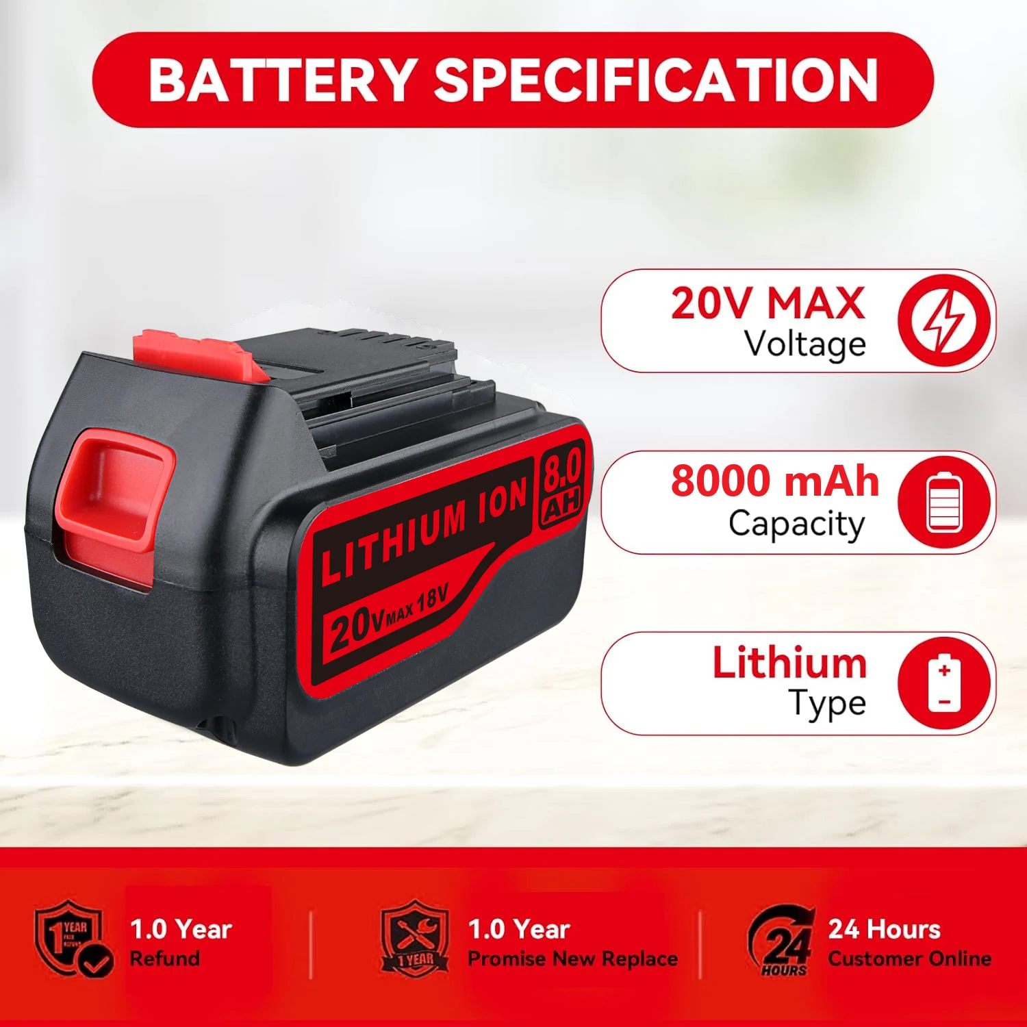 1/2/4 Uds LB2X4020 8.0Ah reemplazar para Black & Decker 20V batería Pin LBXR20-OPE LB20 LBX20 LB2X4020-OPE traje para herramientas inalámbricas