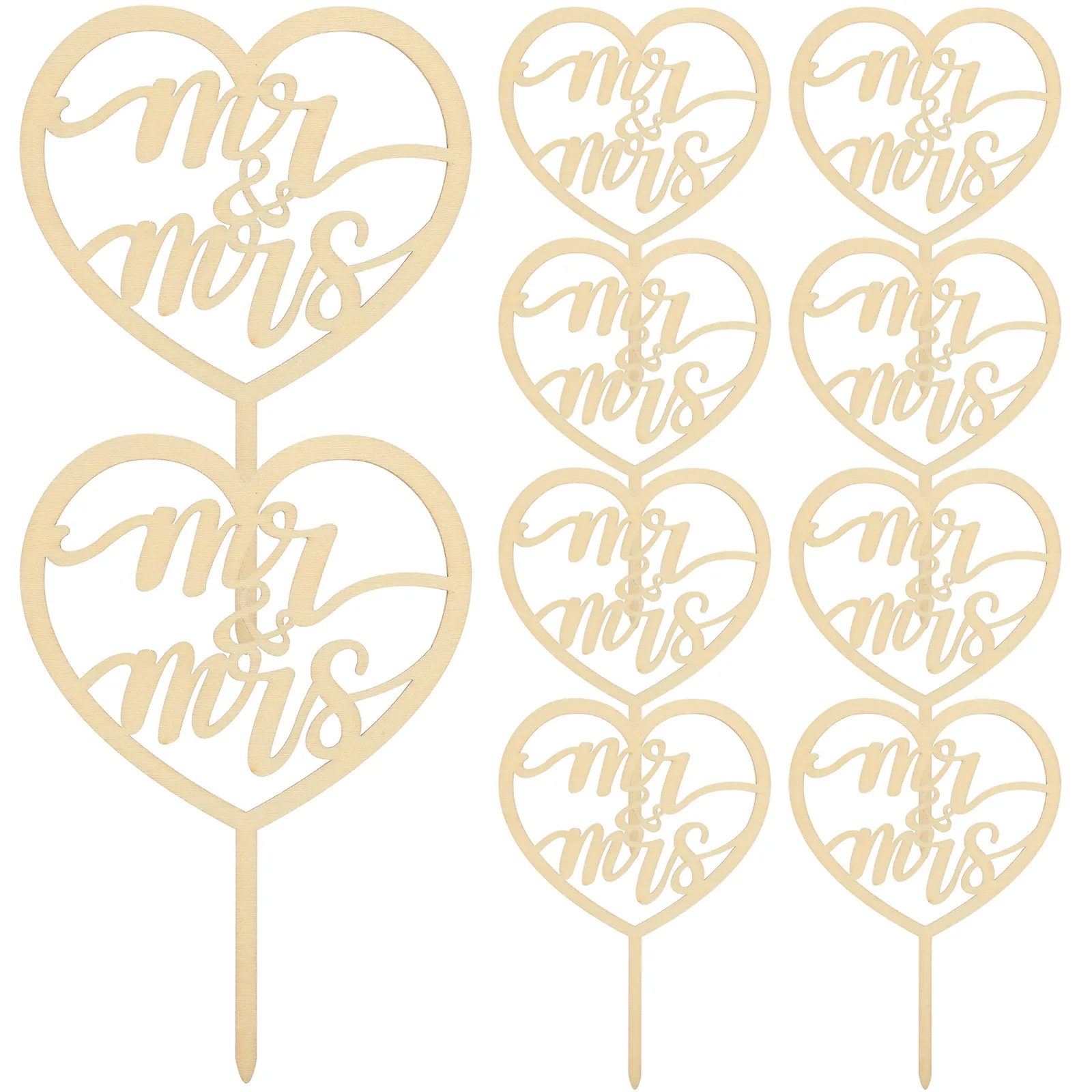 

10pcs Cupcake Toppers Wedding Party Decorative Cake Accessories Multifunctional Dessert Decor Desktop Rustic Wedding Supplies