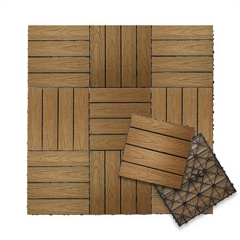 For UltraShield Naturale 1 ft X 1 ft Interlocking Quick Deck Outdoor Composite Deck Tile Peruvian Teak (10 Sq ft Per