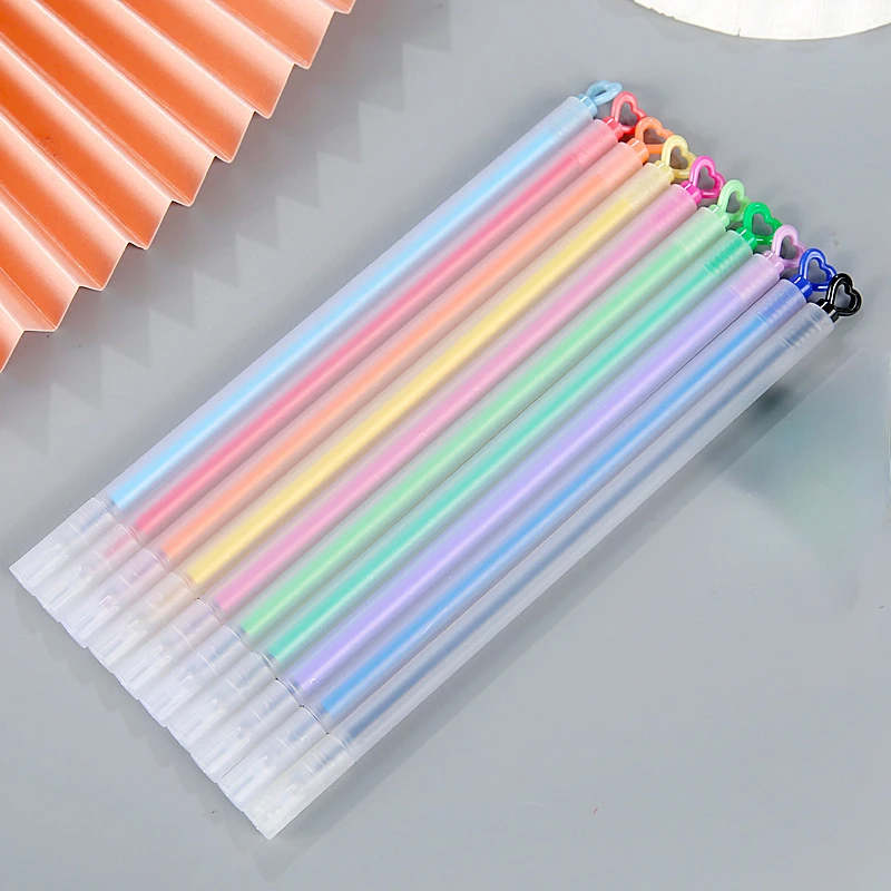 

10Pcs/set Heart Color Gel Pens Kawaii Ballpoint Pen colorful ink Art Drawing Marker Writing Stationery School Office Supplies