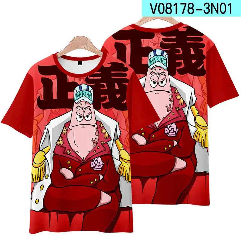 Summer Kids 3D Anime T-Shirt Japanese Anime Admiral Little Sponge T-Shirt Cool Boys Outdoor T-Shirt Kids Street Hip Hop T-Shirt