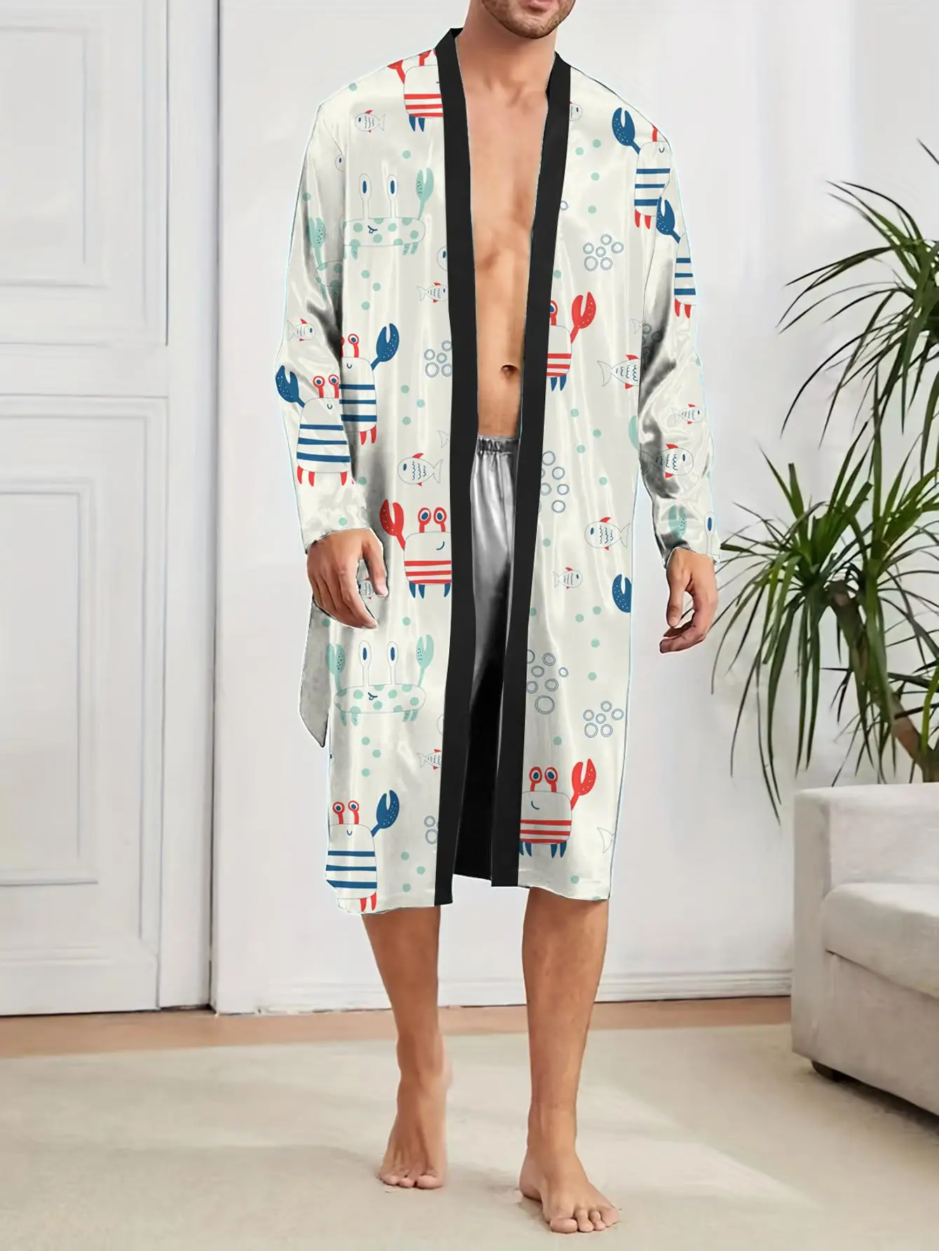 1pcs Men's Robes 2026 Spring/Summer Graphic sleepwear Breathable Bathrobe Robe man Bathrobe men Shower robe 3D Printed