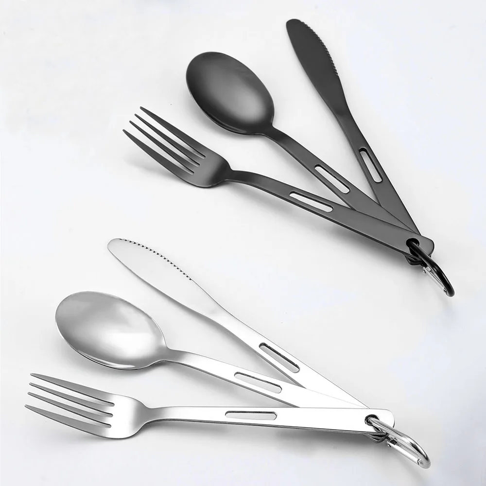 Jaswehome 3 In 1 Portable Flatware Set Stainless Cutlery Set Lightweight Utensil Outdoor Silverware Utility Picnic Dinnerware