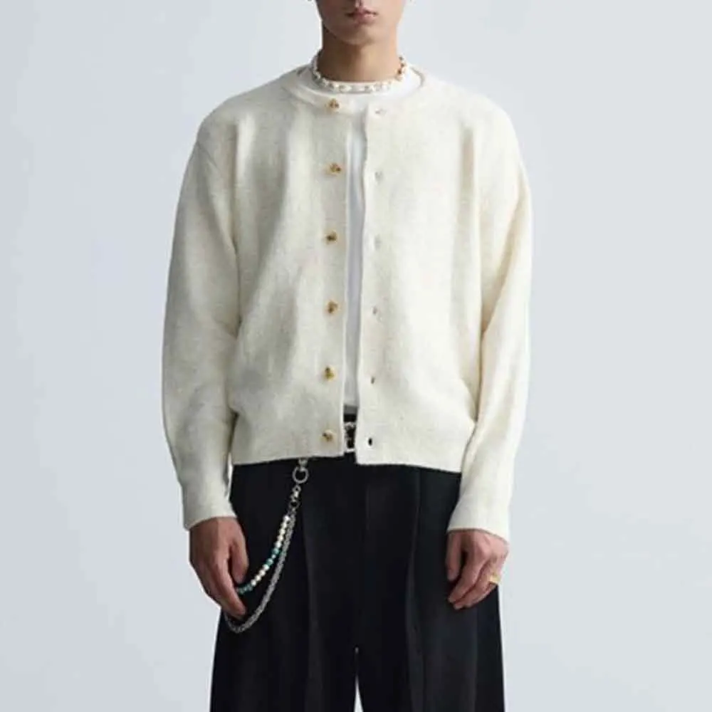 

Winter Men's Solid Color Long-Sleeve Cardigan Sweater American Retro Fashion Trend High Street Loose Casual Niche Men's Top