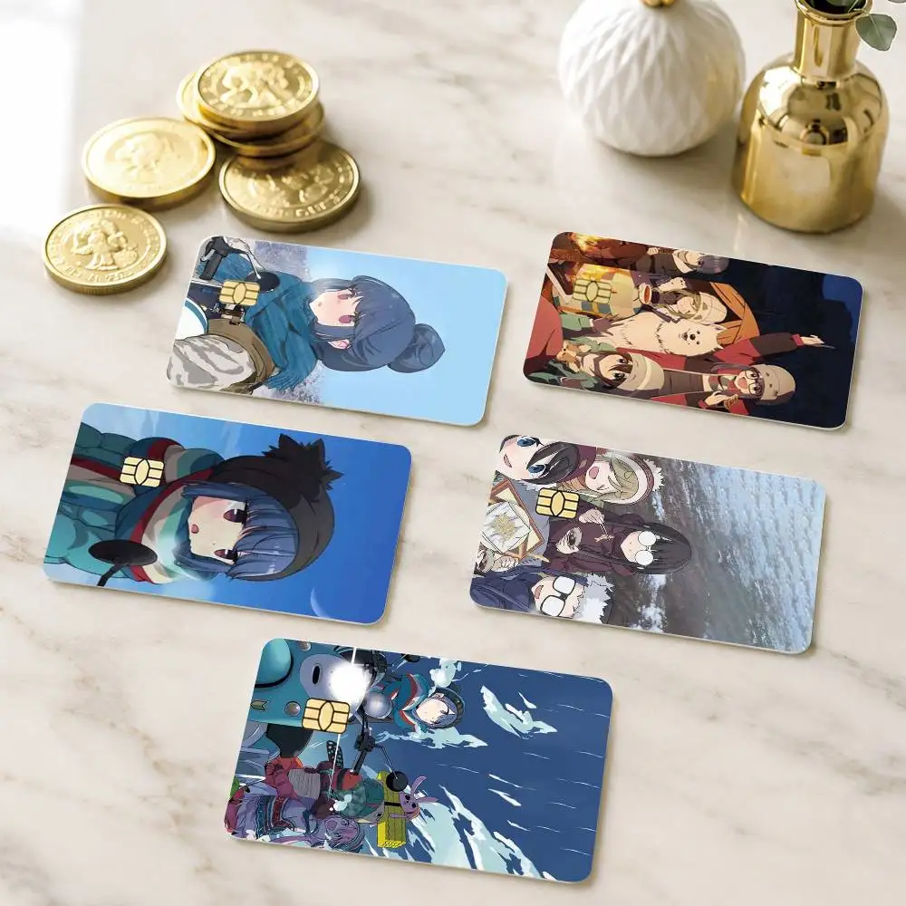 A-Anime Yuru Camp Credit Card HD Stickers Game Card Decal Small Chip Waterproof Sticker Gift