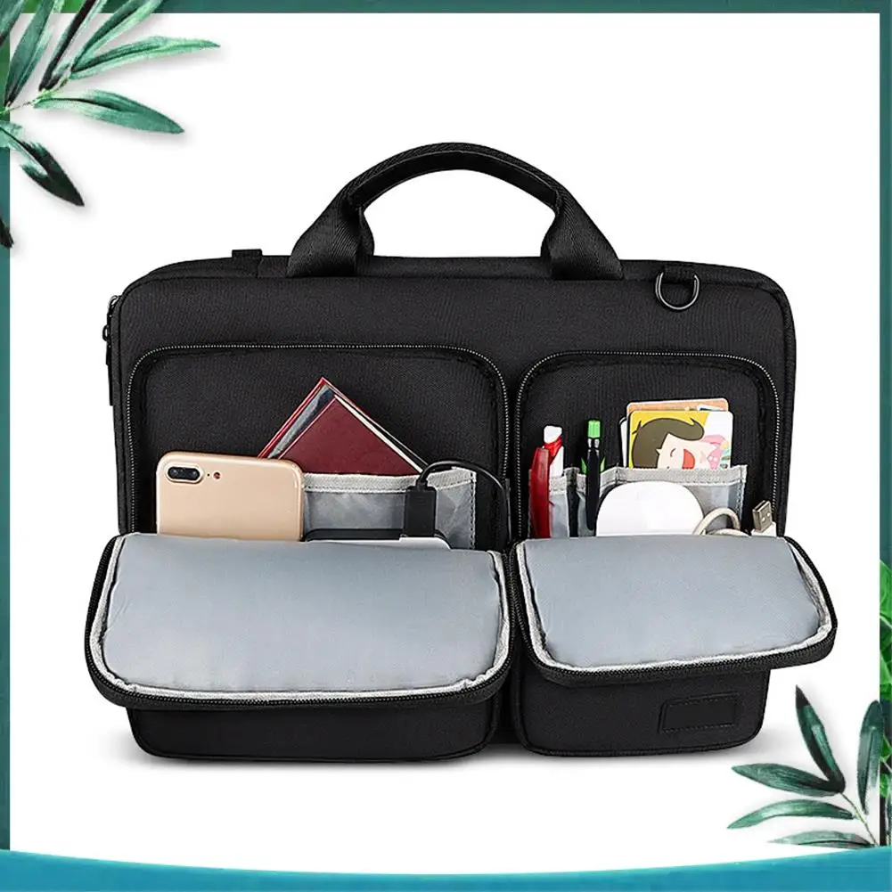 (NEW) Zipper Binder With Sturdy Shoulder Strap & Multiple Pockets,For Office School Use, For Laptops,13.3 Inch