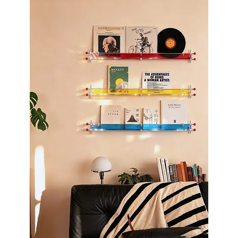 Optical axis magazine rack Bauhaus background wall, wall decoration display shelf, book and newspaper rack