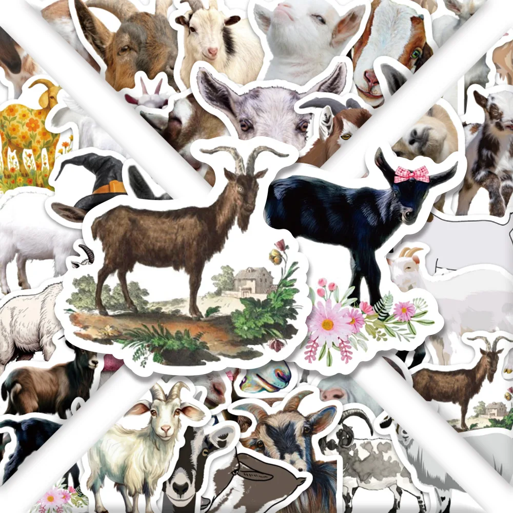 

10/50PCS Animal Goat Stickers Funny Creative Decorative Graffiti Decal Kids Toy DIY Water Cup Pencil Box Refrigerator Guitar